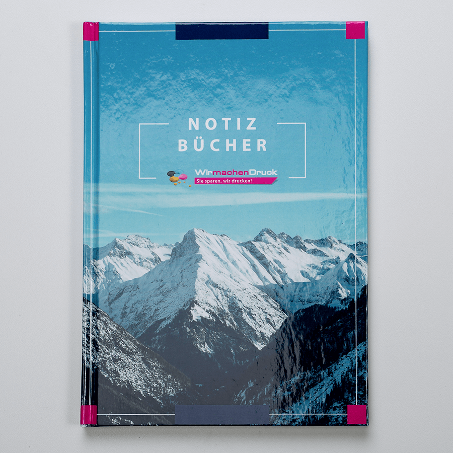 Notizbuch mit individuell vollfarbig bedrucktem Hardcover-Einband DIN A5