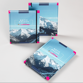 3 Notizbücher mit vollfarbig bedrucktem Hardcover-Umschlag in DIN A5