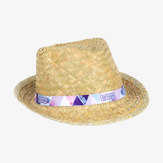 Palmblatt-Hut im Trilby-Stil mit individuell bedrucktem Hutband