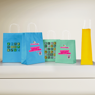 Papiertragetaschen mit Papierkordel und Imprint-Logo, in mehreren Farben und Grössen