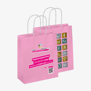 Einseitig bedruckte Papiertragetaschen mit Papierkordel in Grösse XS, mit Imprint-Logo