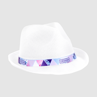 Weisser Partyhut aus Polyester mit bedrucktem Hutband