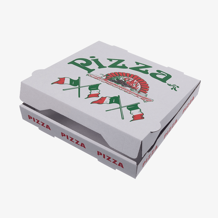 Klassischer Pizzakarton mit Motiv Italienische Flagge