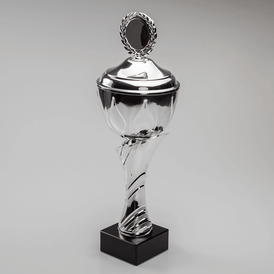 Zepter-Modell eines Pokals mit Emblem mit individuell gravierbarem Sockelschild