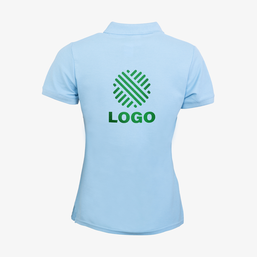 Poloshirt Damen Digitaldruck Basic Fruit of the Loom Rückseite bedruckt