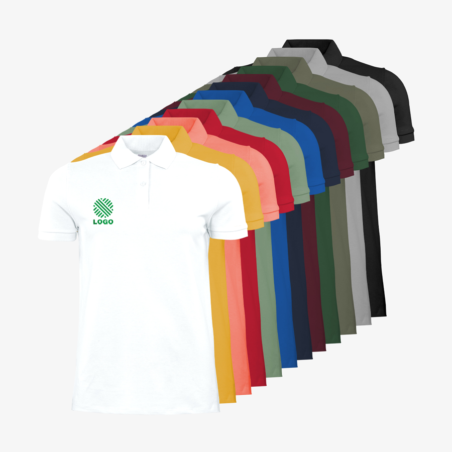 Poloshirts Damen Premium Sortiment B&C Digitaldruck auf der Brust