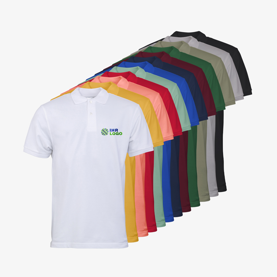 Poloshirts Herren Premium Sortiment B&C auf der Brust bestickt