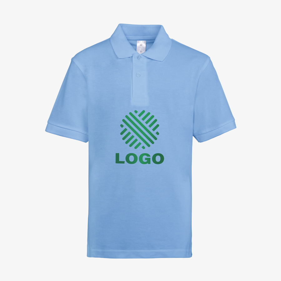 Poloshirt Kinder Digitaldruck Basic B&C mittig bedruckt