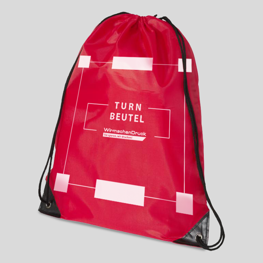 Roter Turnbeutel aus strapazierfähigem Polyster, 1-farbig bedruckbar