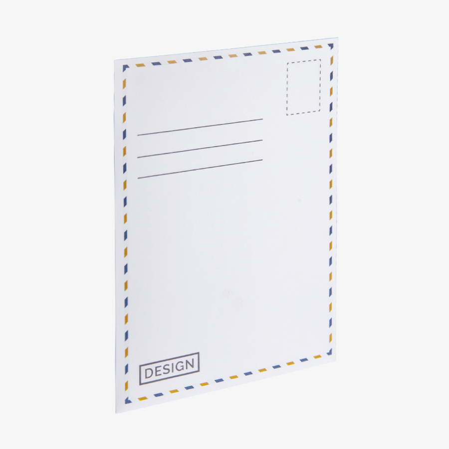 Rückseite einer veredelten Postkarte im Hochformat mit partiellem Glitzerlack