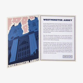 Aufgeklappte Postkarte mit partiellem Relieflack und Einbruchfalz, Hochformat