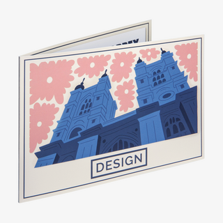 Vorderseite einer individuellen Klapp-Postkarte mit partiellem Relieflack, Querformat