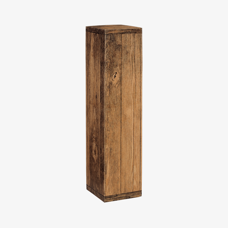 Präsentkarton in kleiner Variante (38,5 x 9,2 x 9,5) aus Pappe in Holzoptik bedruckt