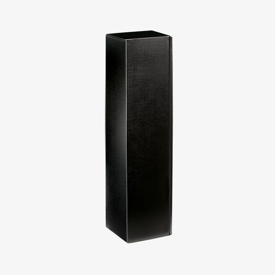 Präsentkarton (38,5 x 9,2 x 9,5 cm) aus Pappe in schwarzer Leinenoptik