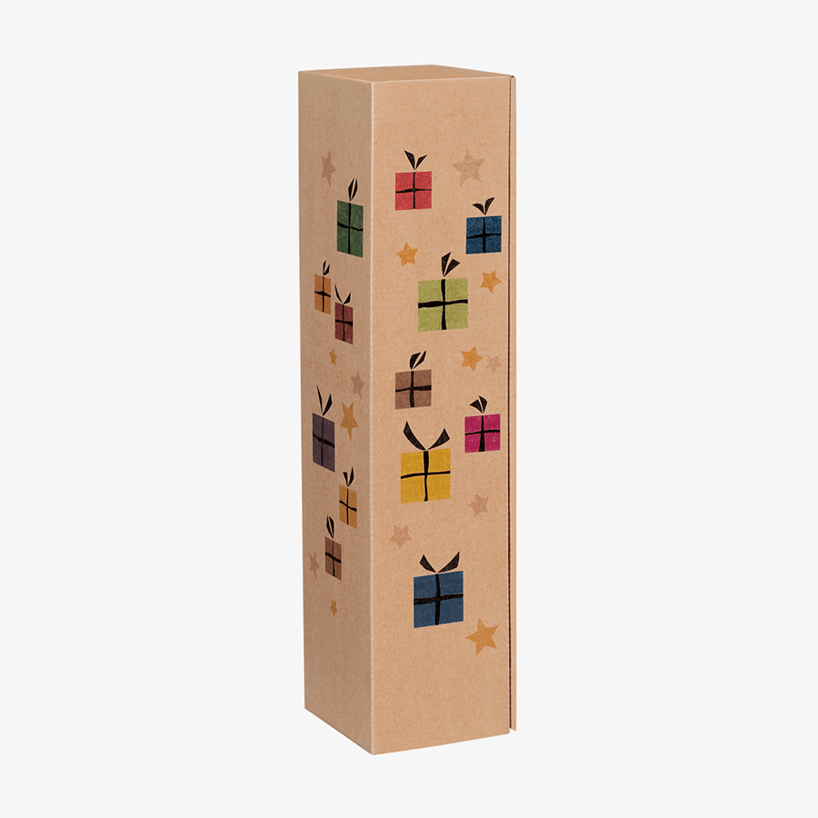 Kleiner Präsentkarton für Flaschen (38,5 x 9,2 x 9,5 cm) mit Motiv