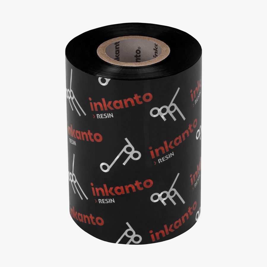 Schwarze Premium-Thermotransferfolie für Typenschild-Etiketten auf Rolle, im Format 110 mm x 300 m