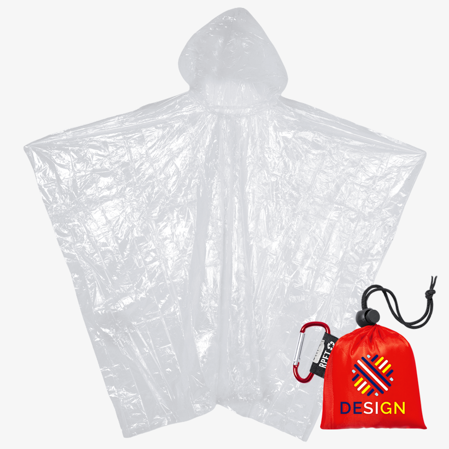  Regenponcho aus LDPE in bedruckbarer Tragetasche