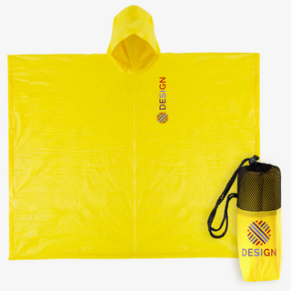 Gelber Regenponcho mit Beutel, individuell bedruckt mit eigenem Design