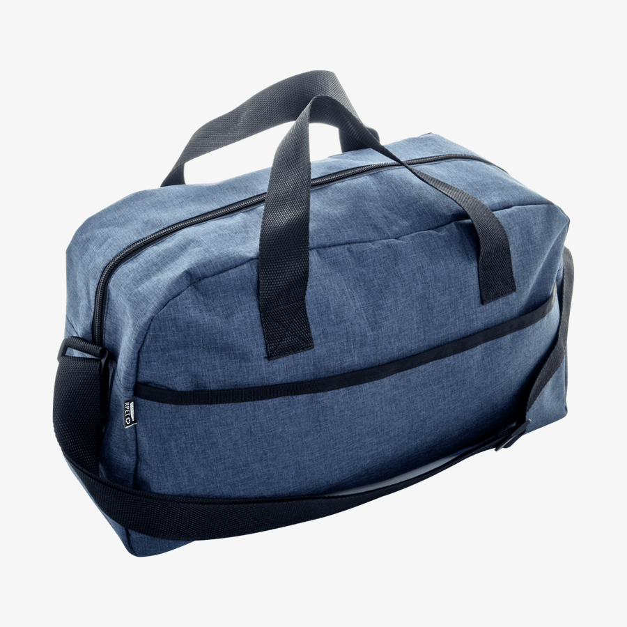 Kompakte Reise-Sporttasche in Blau aus RPET, unbedruckt