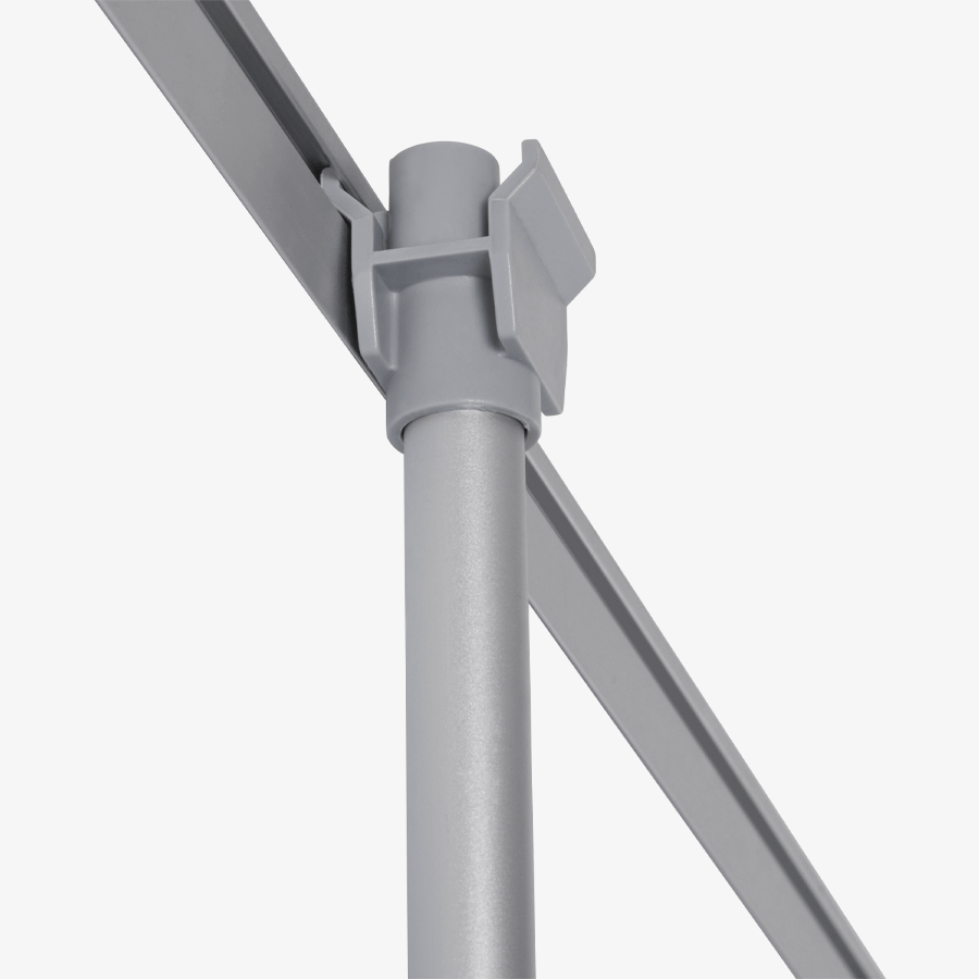 Detail doppelseitige Halterung für exlusives zweiseitiges Roll-up-Display