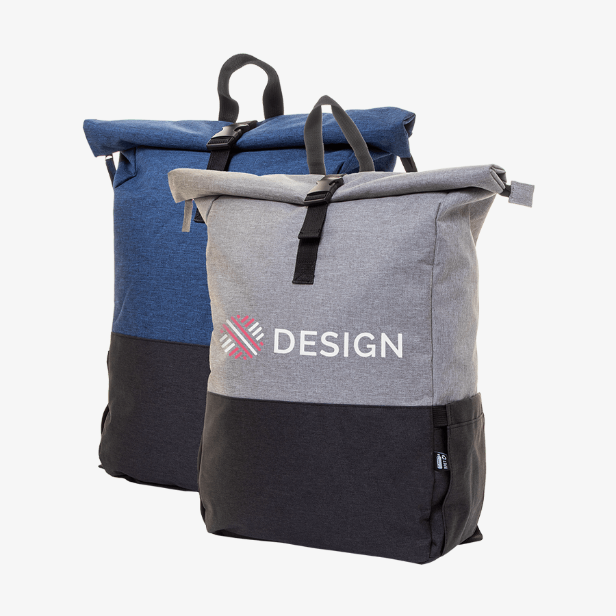 Zweifarbige Rolltop-Rucksäcke aus RPET
