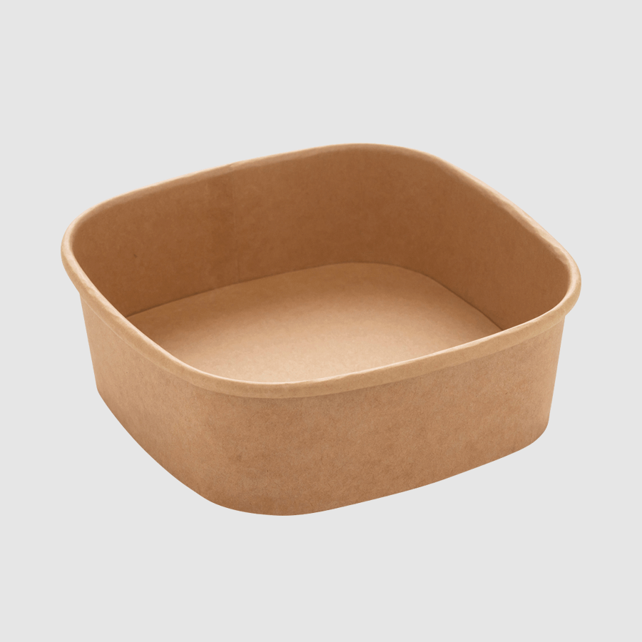 Eckige Salatschale to go aus Kraftkarton, 13 x 13 x 4,3 cm