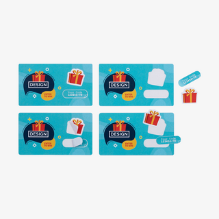 Rechteckige Sandwich-Etiketten mit vollfarbigem Digitaldruck und mehreren Aussparungen