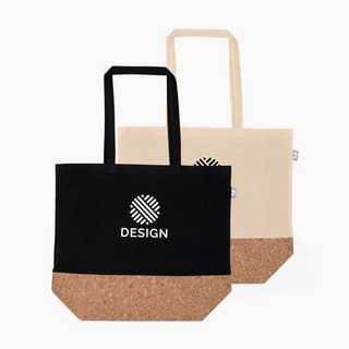 Recycelte Baumwolltaschen bedruckt mit Logo, jeweils in zwei Farbtönen