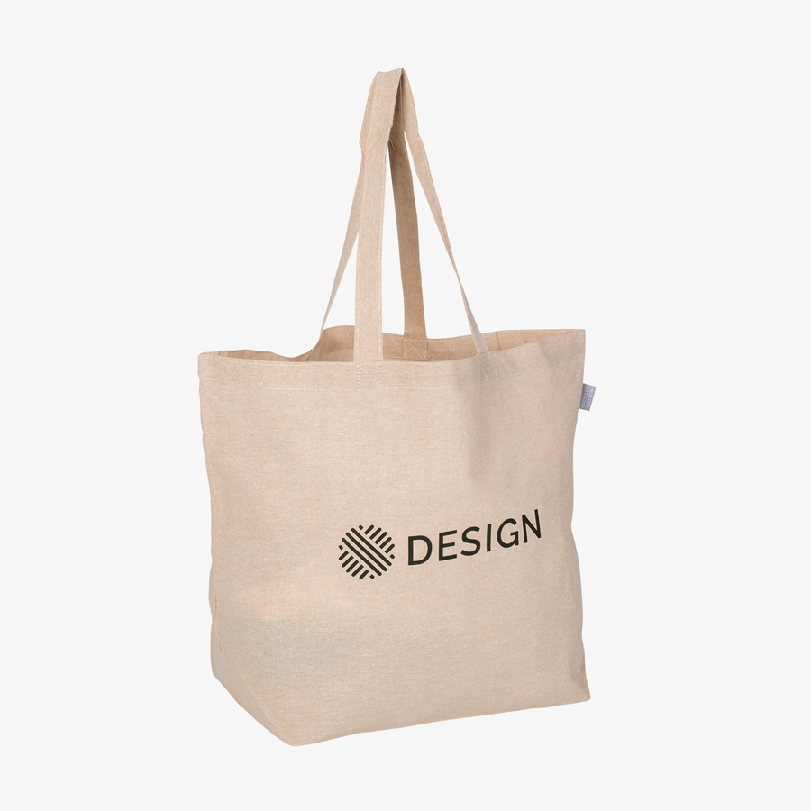 Grosser und praktischer Shopper aus leichtem, recyceltem Baumwollmix, individuell bedruckt