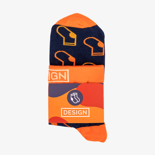 Gestrickte Kurzsocken im eigenen Design, mit individueller Banderole versehen