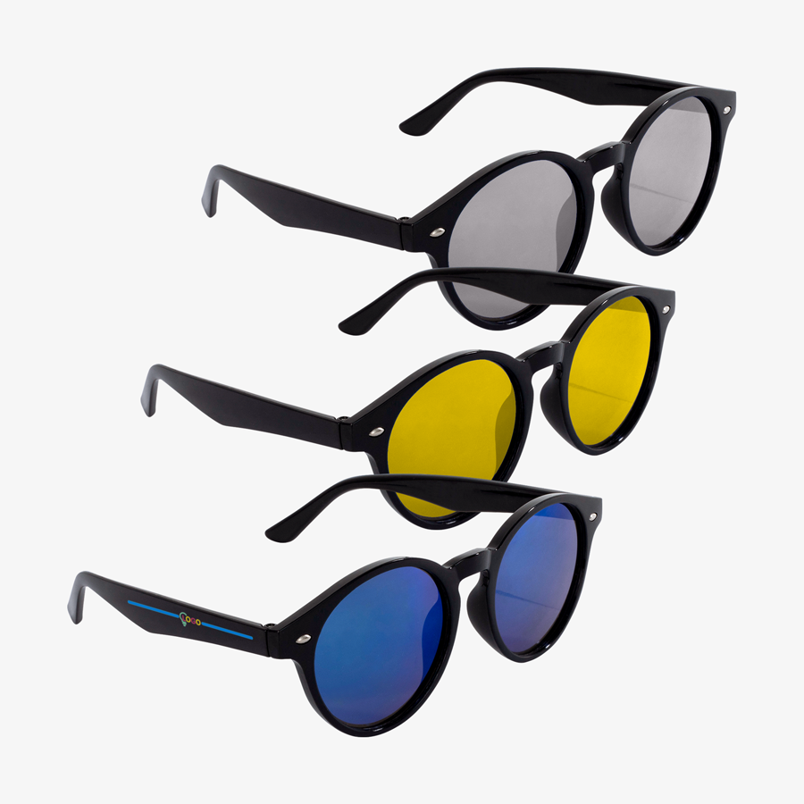 Einfarbige Sonnenbrillen mit Tampondruck individualisieren