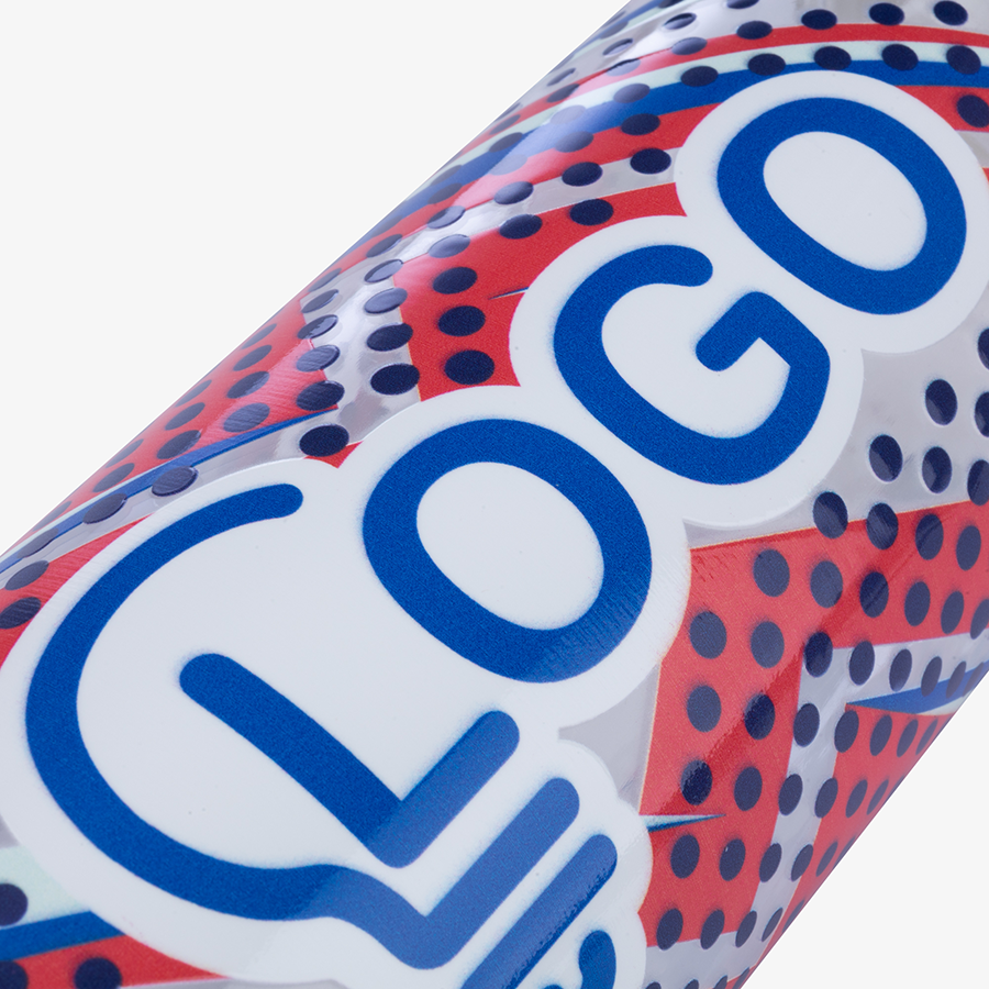 Rote 500-ml-Sportflasche aus RPET mit Flip-Top-Deckel und Rundum-UV-LED-Druck in der Detailansicht