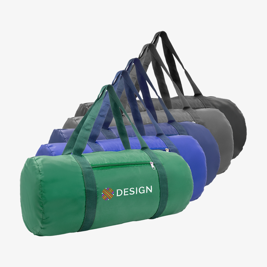 Runde Sporttaschen aus RPET in mehreren Farben, mit Digitaltransferdruck