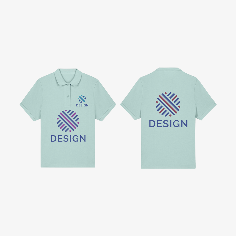 Damen-Poloshirts von Stanley/Stella Digitaldirektdruck an drei Positionen