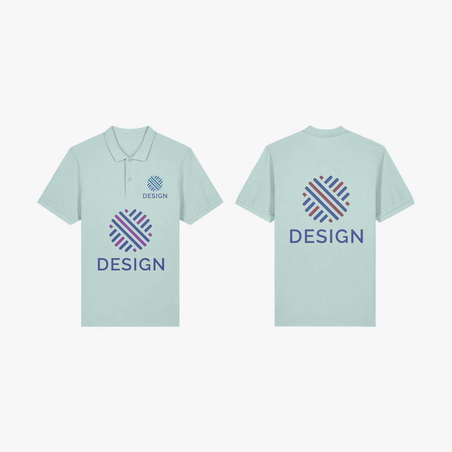 Herren-Poloshirts von Stanley/Stella Digitaldirektdruck an drei Positionen