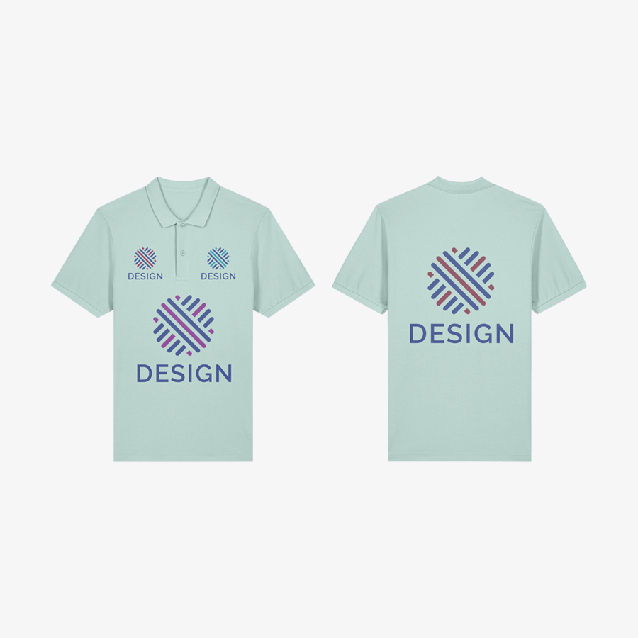 Herren-Poloshirts von Stanley/Stella Digitaldirektdruck an drei Positionen