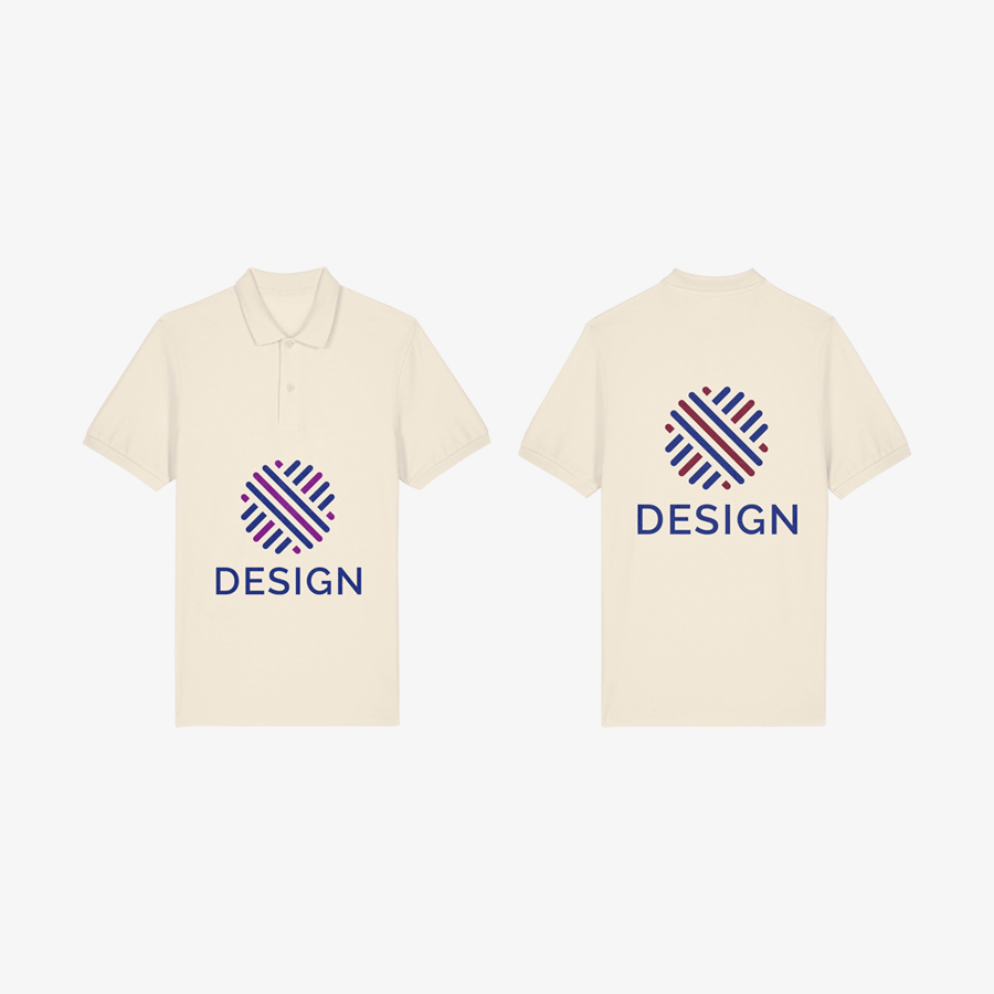 Herren-Poloshirts von Stanley/Stella Digitaltransferdruck an zwei Positionen