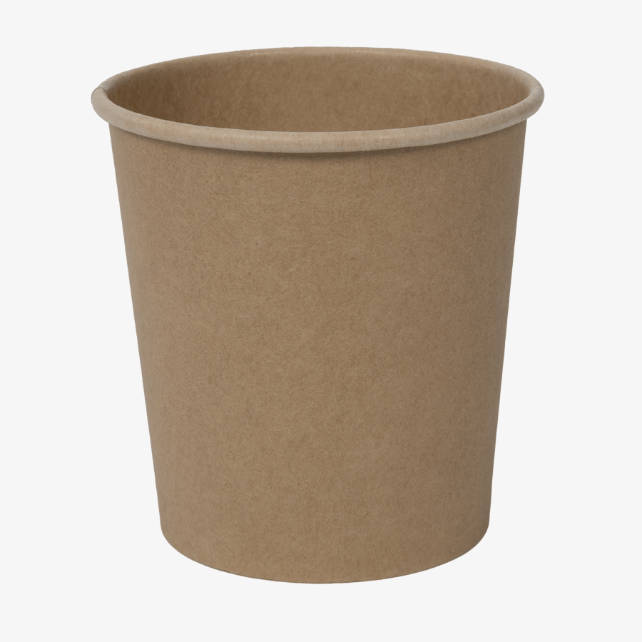 Unbedruckte Suppenbecher to go aus naturbraunem Kraftkarton, für 480 ml Inhalt
