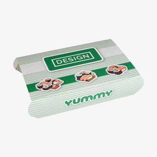 Sushi-Verpackung aus Karton/Sushi-Box bedruckt mit Logo, geschlossen, in Grösse L