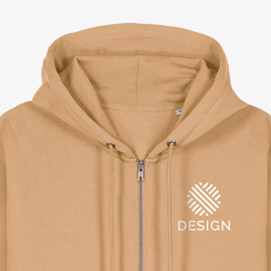 Detailansicht Organic-Sweatjacke für Damen von Stanley/Stella, vollfarbiger Digitaltransferdruck auf der Brust