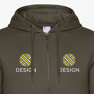 Detailansicht Premium-Sweatjacke für Herren von B&C Collection, auf der Brust vollfarbig bedruckt