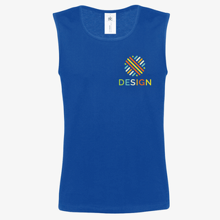 Herren-Tanktop Athletic Move von B&C Collection in Blau, von vorne mit Druckmotiv auf der Brust