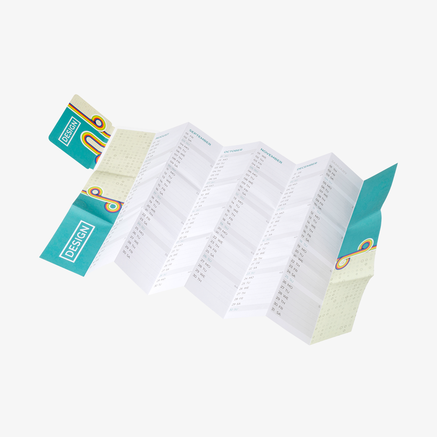 Taschenplaner mit Designvorlage für Kalendarium