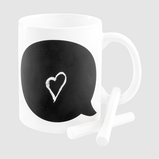 Hochwertige bedruckbare Tasse mit Kreide und beschreibbarer Sprechblase