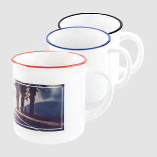 Bedruckbare Tasse im Vintage-Stil aus Keramik mit farbigem Trinkrand, 300 ml
