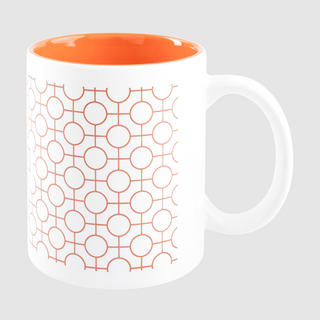 Weisse Tasse mit Lasergravur und farbiger Zwischenbeschichtung sowie Innenbeschichtung
