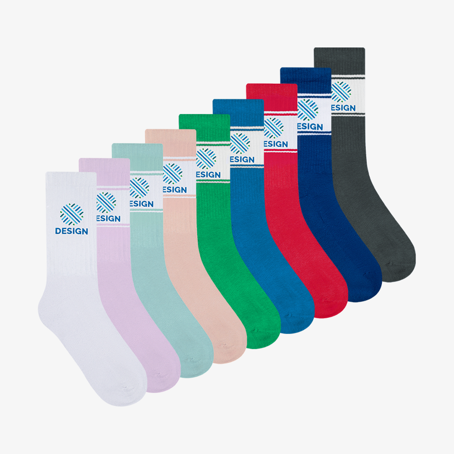 Sortiment farbige Tennissocken mit Sublimationsdruck