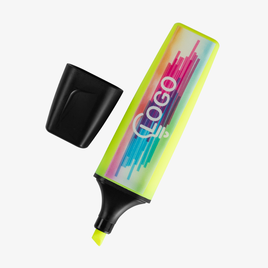 Textmarker STABILO-BOSS gelb vierfarbig einseitig bedruckt