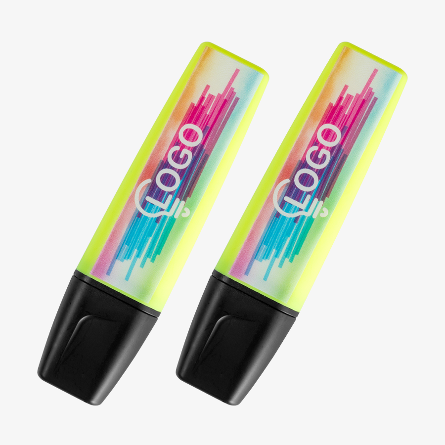 Textmarker von STABILO BOSS vierfarbig beidseitigt bedruckt mit eigenem Logo