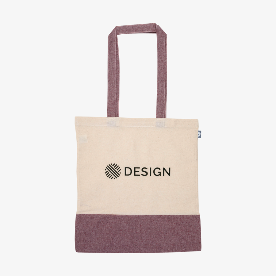 Zweifarbige Tasche mit farblich abgesetztem Boden in Rot aus recyceltem Baumwollmix